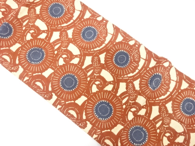 アンティーク　菊唐草模様紬名古屋帯